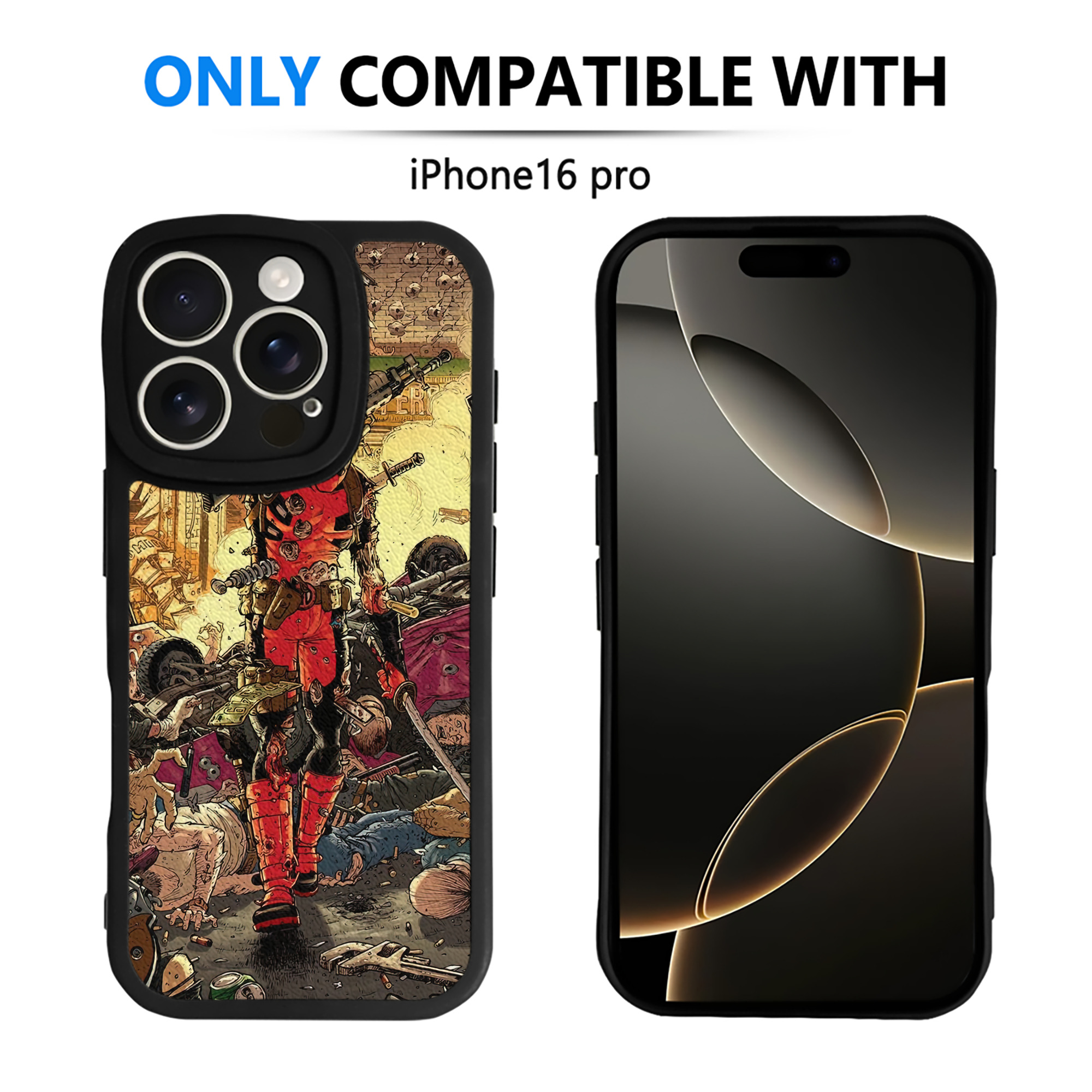 （画像用） Deadpool デッドプール 【iPhone 16シリーズ対応】シリコンスマホケース（レザー調） 材質：シリコン